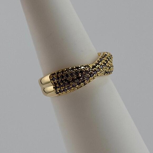 Bomb Party February Ring Sz 8 "I Was Dreaming Of You" Amethyst on Gold Pave - Picture 2 of 6